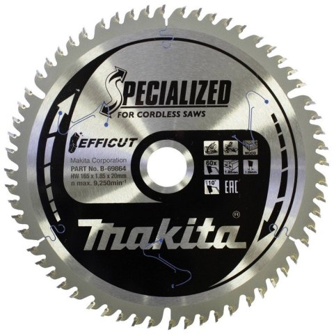 PIŁA SPIEKOWA 'EFFICUT' 165*20*60Z DO DREWNA, MDF, LAMINAT