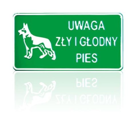 TABLICA 15*29CM UWAGA ZŁY I GŁODNY PIES