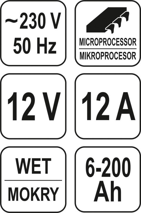 PROSTOWNIK ELEKTRONICZNY 12V 12A 6-200A