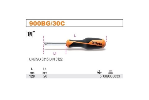 POKRĘTŁO Z ZABIERAKIEM KRÓTKIE 1/4'' 128MM