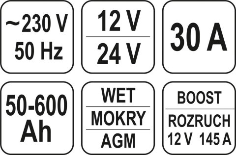 PROSTOWNIK ELEKTRONICZNY Z WSPOMAGANIEM ROZRUCHU 12/24V 30A
