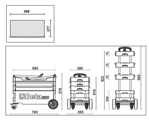 WÓZEK NARZĘDZIOWY SKŁADANY C27SR CZERWONY