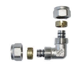 KOLANO 90 PEX/PEX 16*16*2 WKŁADKA ALUMINIOWA