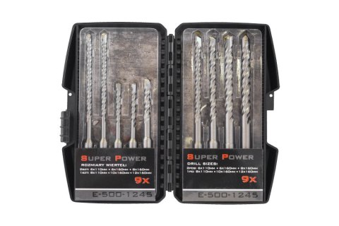 ZESTAW WIERTEŁ DO BETONU SDS+ 9 SZTUK SUPER POWER
