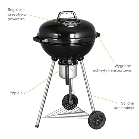 GRILL WĘGLOWY KULISTY Z POKRYWĄ I POPIELNIKIEM