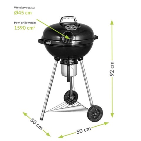 GRILL WĘGLOWY KULISTY Z POKRYWĄ I POPIELNIKIEM