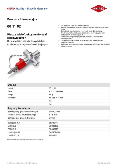 KLUCZE WIELOFUNKCYJNE DO SZAF STEROWNICZYCH