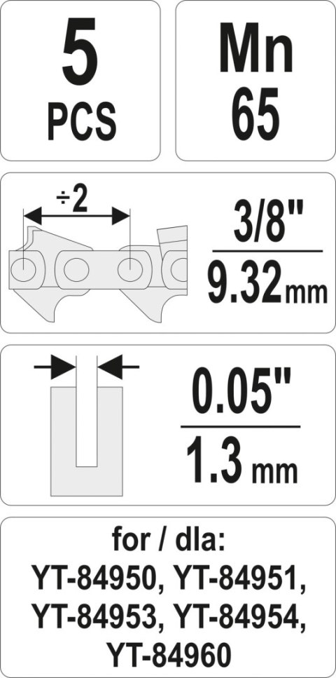 ZESTAW OGNIW DO ŁAŃCUCHA 3/8''/0.05''