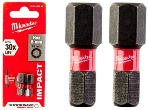 BIT, GROT, KOŃCÓWKA HEX8 25MM 2 SZT