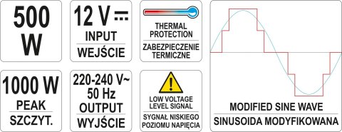 PRZETWORNICA NAPIĘCIA 12/230V 500W