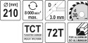 TARCZA WIDIOWA DO ALUMINIUM 210*30MM 72 ZĘBY