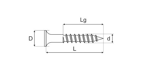 WKRĘT DO DREWNA OCYNK ŻÓŁTY 4.5*70MM GWINT NIEPEŁNY