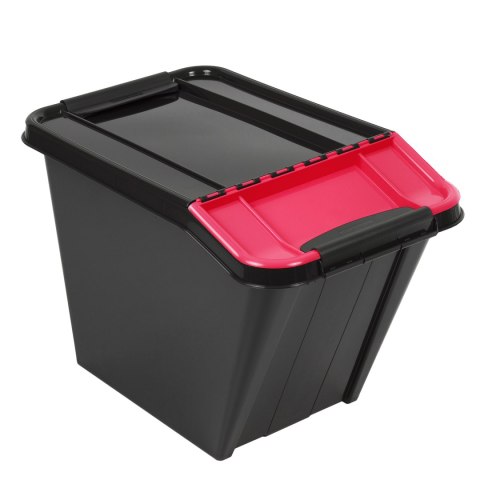 POJEMNIK PRO BOX 58L POCHYŁY CZARNY, CZERWONA POKRYWA