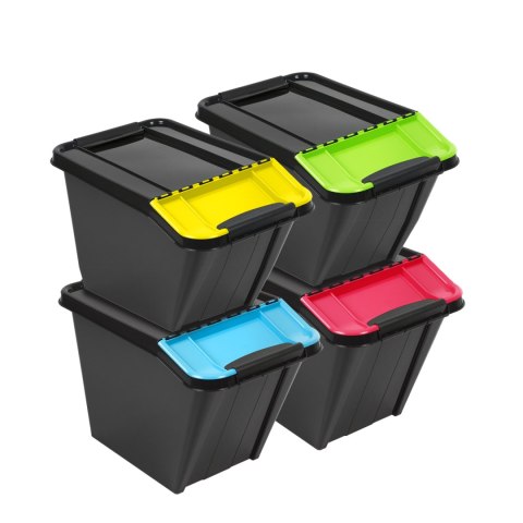 POJEMNIK PRO BOX 58L POCHYŁY CZARNY, ŻÓŁTA POKRYWA