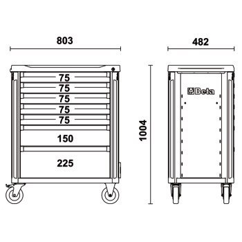 WÓZEK NARZĘDZIOWY Z 7 SZUFLADAMI C37A/7-0