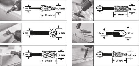 FREZY DO METALU I DREWNA 6-15 MM 6 SZT.