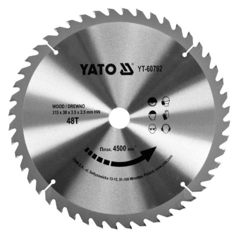 TARCZA WIDIOWA DO DREWNA 315*48T*30MM