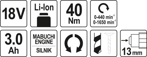 WIERTARKO-WKRĘTARKA 18V, 2 AKUMULATORY