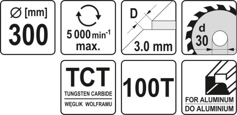 TARCZA WIDIOWA DO ALUMINIUM 300*30MM 100 ZĘBÓW
