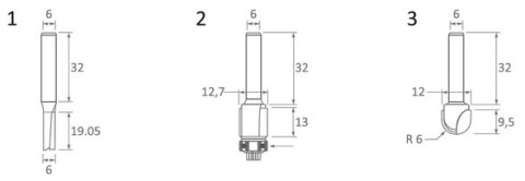 ZESTAW FREZÓW 6MM 3SZT.