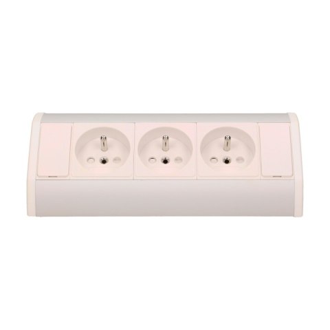 GNIAZDO MEBLOWE 3X2P+Z BIAŁO-SREBRNE