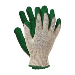 RĘKAWICE OGRODNICZKI POWLEKANE GUMĄ ZIELONE 450, OP.10 PAR